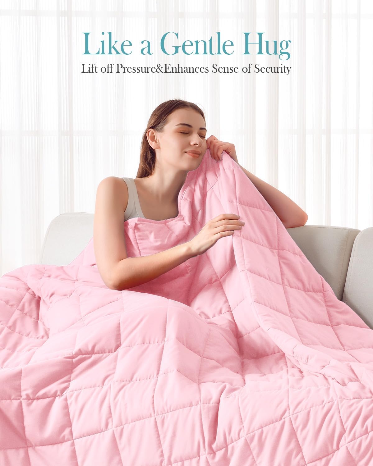 Topblan Weighted Blanket for Adults 20lbs, Breathable Cooling Weighted Blanket, High Breathability Heavy Blanket, Soft Material with Glass Beads for All Season, Sofa Bed, 60"x80" Queen Size, Pink - Image 2