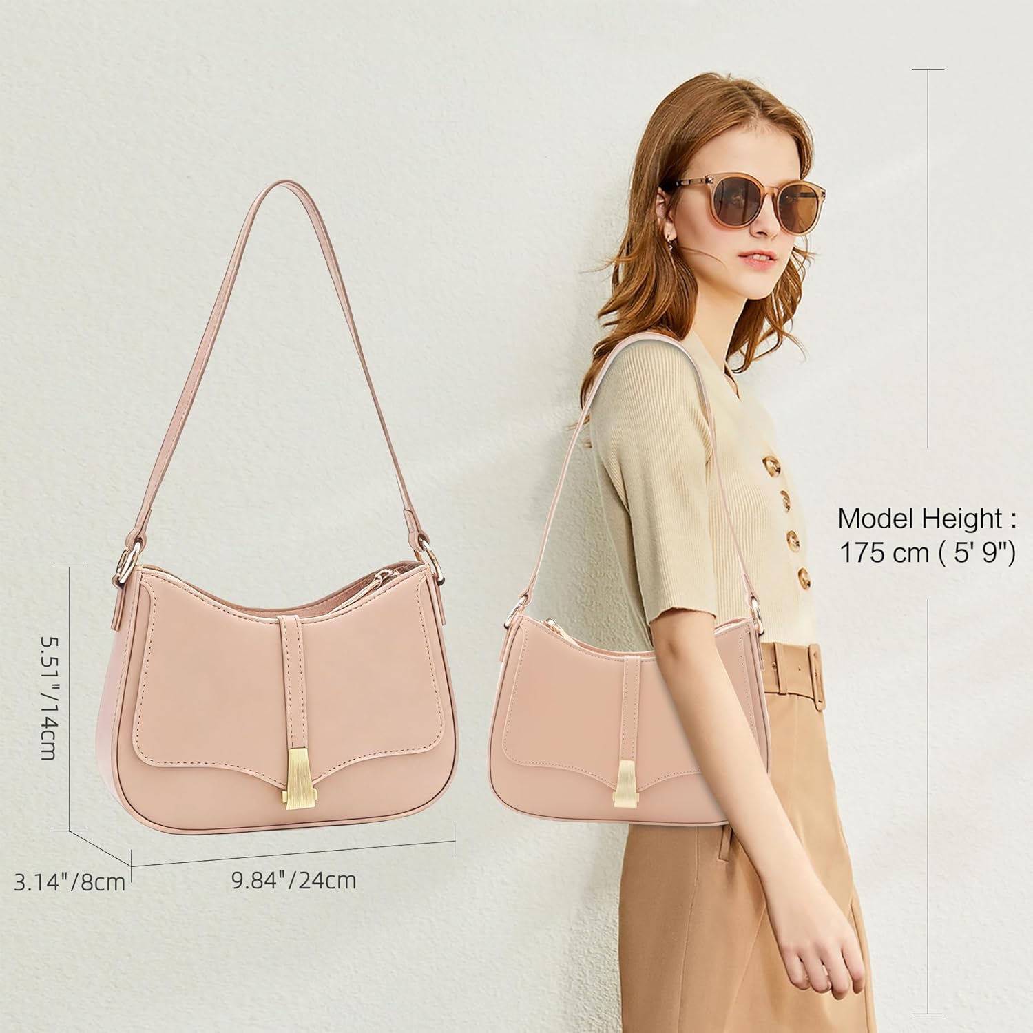 Prettyzys Crescent Shoulder Bag for Women, Vintage Retro Vegan Leather Clutch Tote Handbags Crossbody Bags Handbag for Women - Image 7