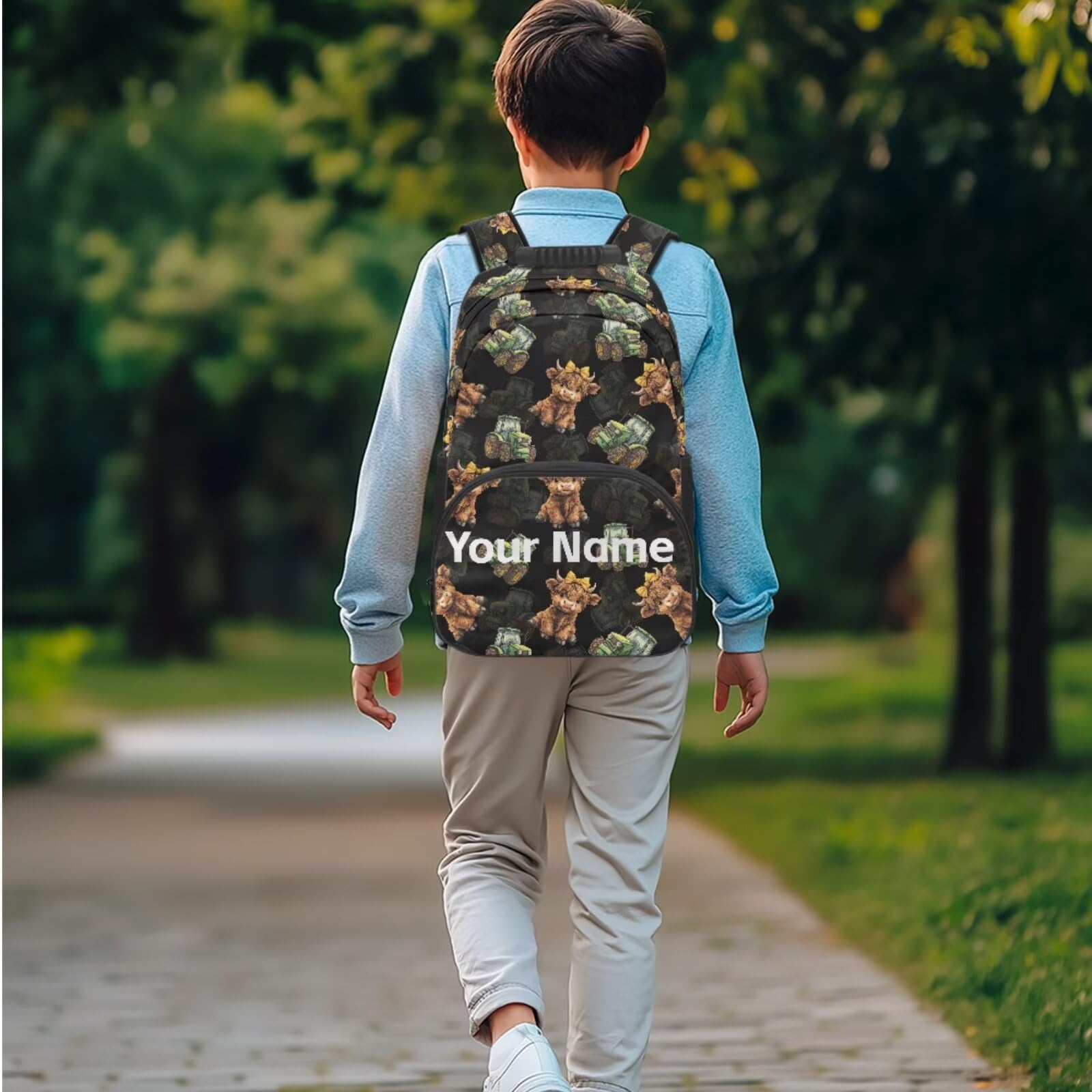 Mochila con nombre personalizado para niños con bolsa para lápices, lonchera de picnic, mochila para niños y niñas, para viajes al aire libre (3 en 1)