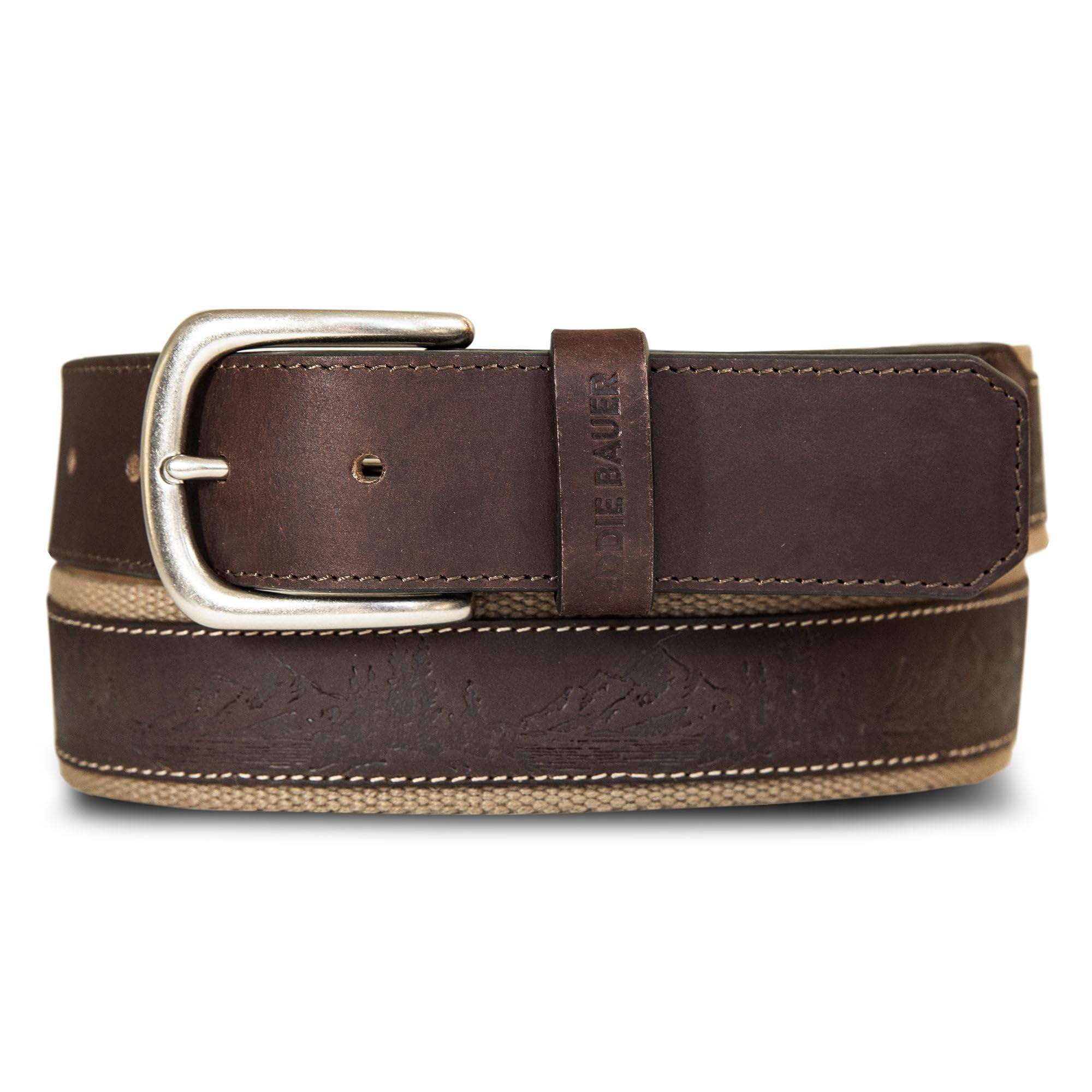Eddie Bauer Men's Leather Belt | Casual | Everyday | Jeans | Trousers | Chinos | Metal Buckle