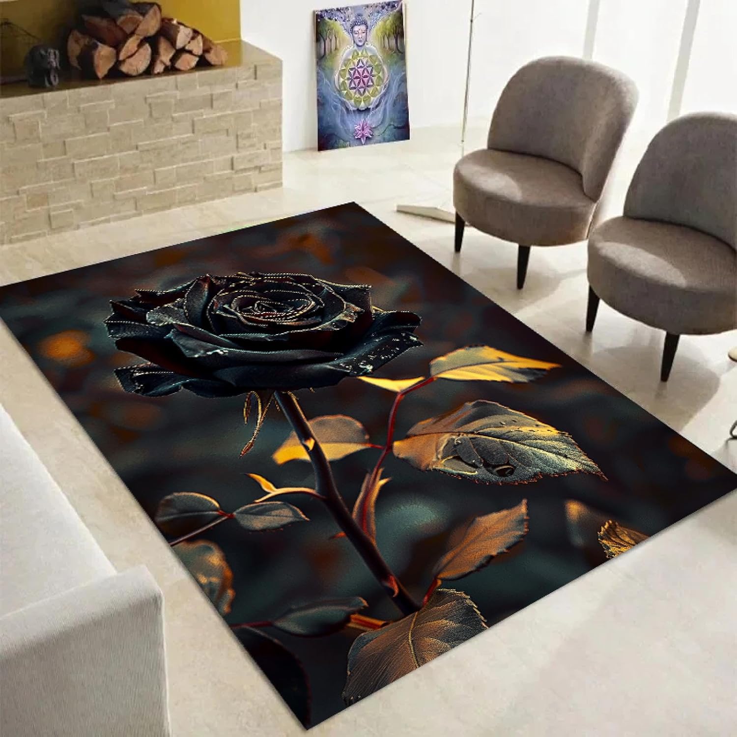 Rose Flowers Nordic Romantic Rug Carpet for Living Room Bedroom Home Decor Sofa Floor Mat Bathroom Non-Slip Doormat 160x200cm