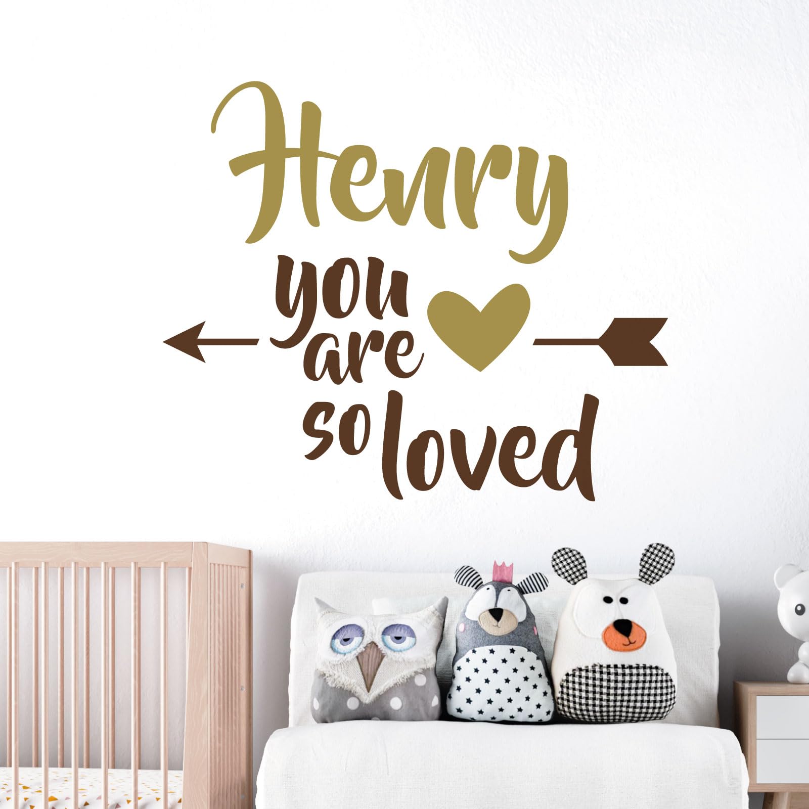 Adhesivo decorativo para pared con texto en inglés "You are so loved - con nombre personalizable, para habitación de niños, color lima"
