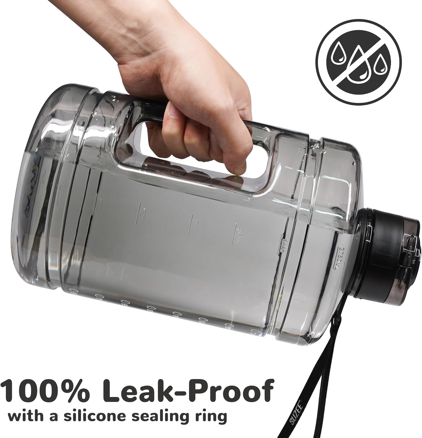 1 Gallon Water Bottle, Water Jug with Motivational Time Marker & Strap & Handle,Large-Capacity leakproof water bottles for Travel Sport Gym Outdoor（Clear - Image 4