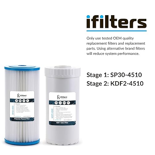 Miniatura 9 de Sistema completo de filtración de agua de pozo de 20 pulgadas para toda la casa de 2 etapas  Elimina sedimentos, cloro, óxido, olor, sabor, hierro,