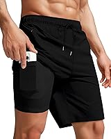 Yufawow Men's 9 Inch Swim Trunks: Compression Liner, Quick Dry, Breathable Mesh, Secure Pockets for Beach Gym Running