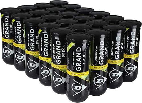 Dunlop Sports Grand Prix - Pelotas de tenis - Estuche de 24 latas (72 pelotas) - Servicio regular y extra resistente