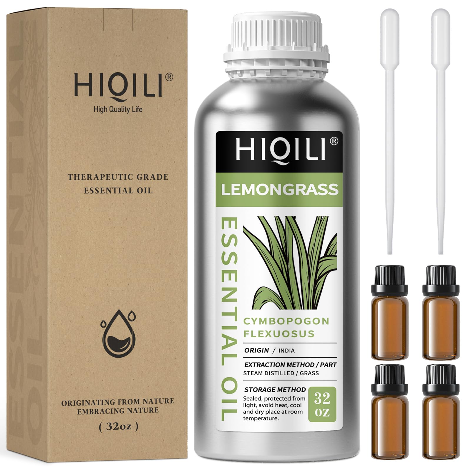HIQILI Lemongrass Essential Oil Large Capacity for Body Massage