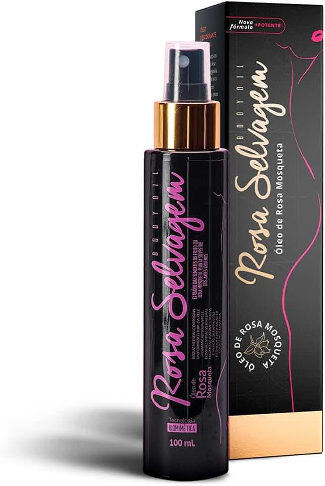 Óleo Rosa Mosqueta Rosa Selvagem - Clareador de Pele Contra Manchas, Cicatrizes e Estrias - Hidratante Corporal 100ML