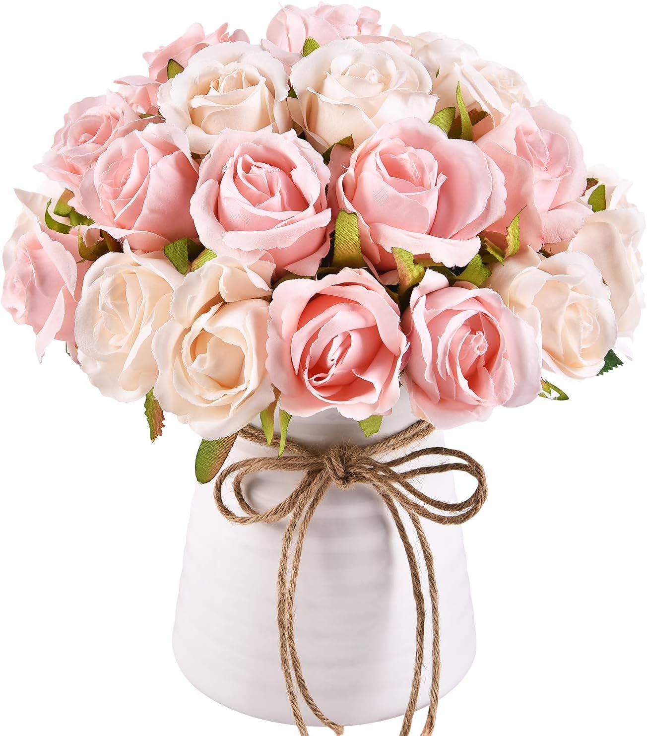 Krelymics 2pcs Artificial Roses Artificial Bouquet with 24 Rose Heads