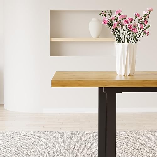 Miniatura 99 de Combinación de mesa de comedor y silla moderna extensible de 63 a 79 pulgadas, juego de mesa de comedor familiar de 6/8 personas, tablero de mesa de