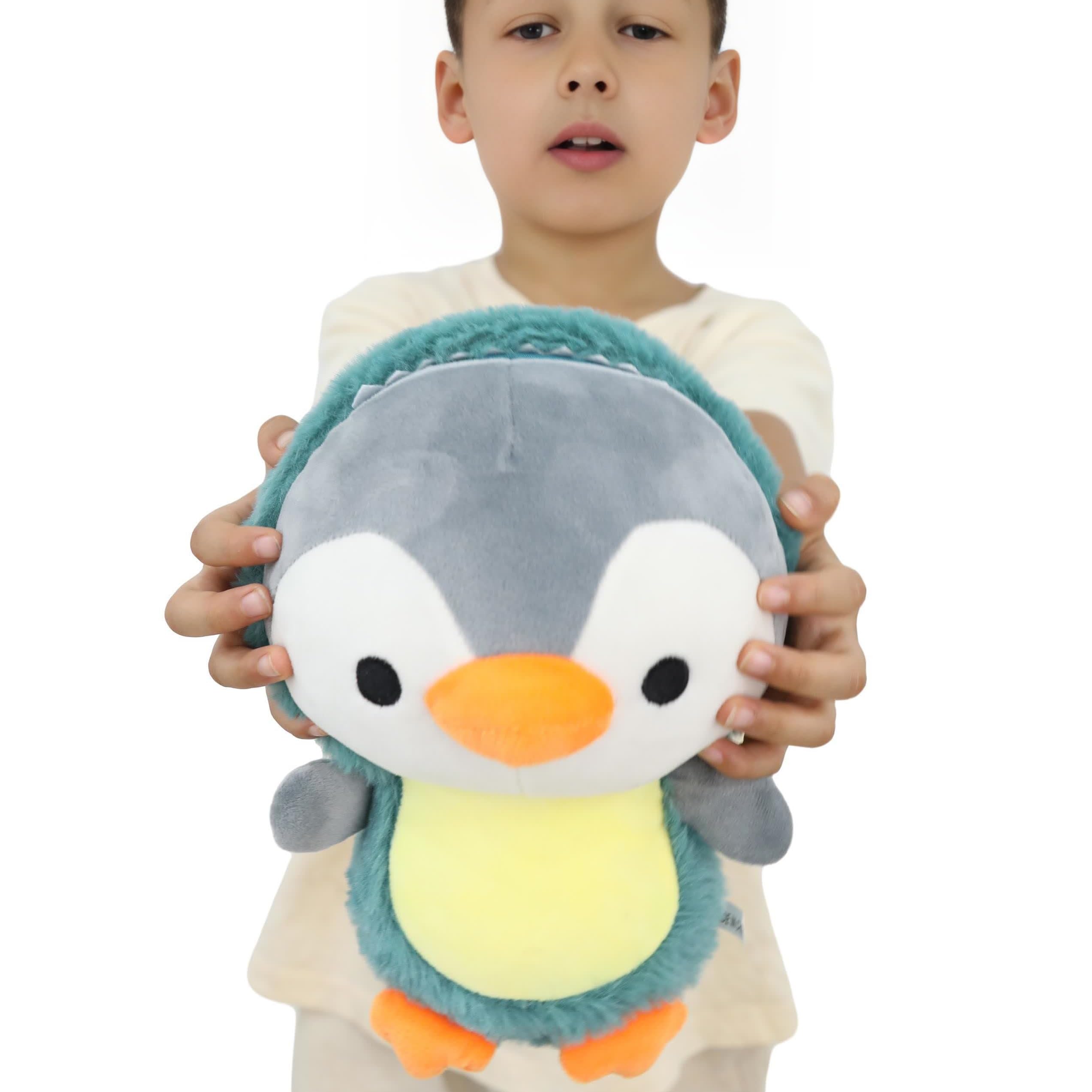 Penguin Stuffed Animal Dressed in Fluffy Dinosaur Costume Penguin Plush Toys Wearing Green Fuzzy Dino Outfit with Removable Hat for Kids and Lovers 10 Inch