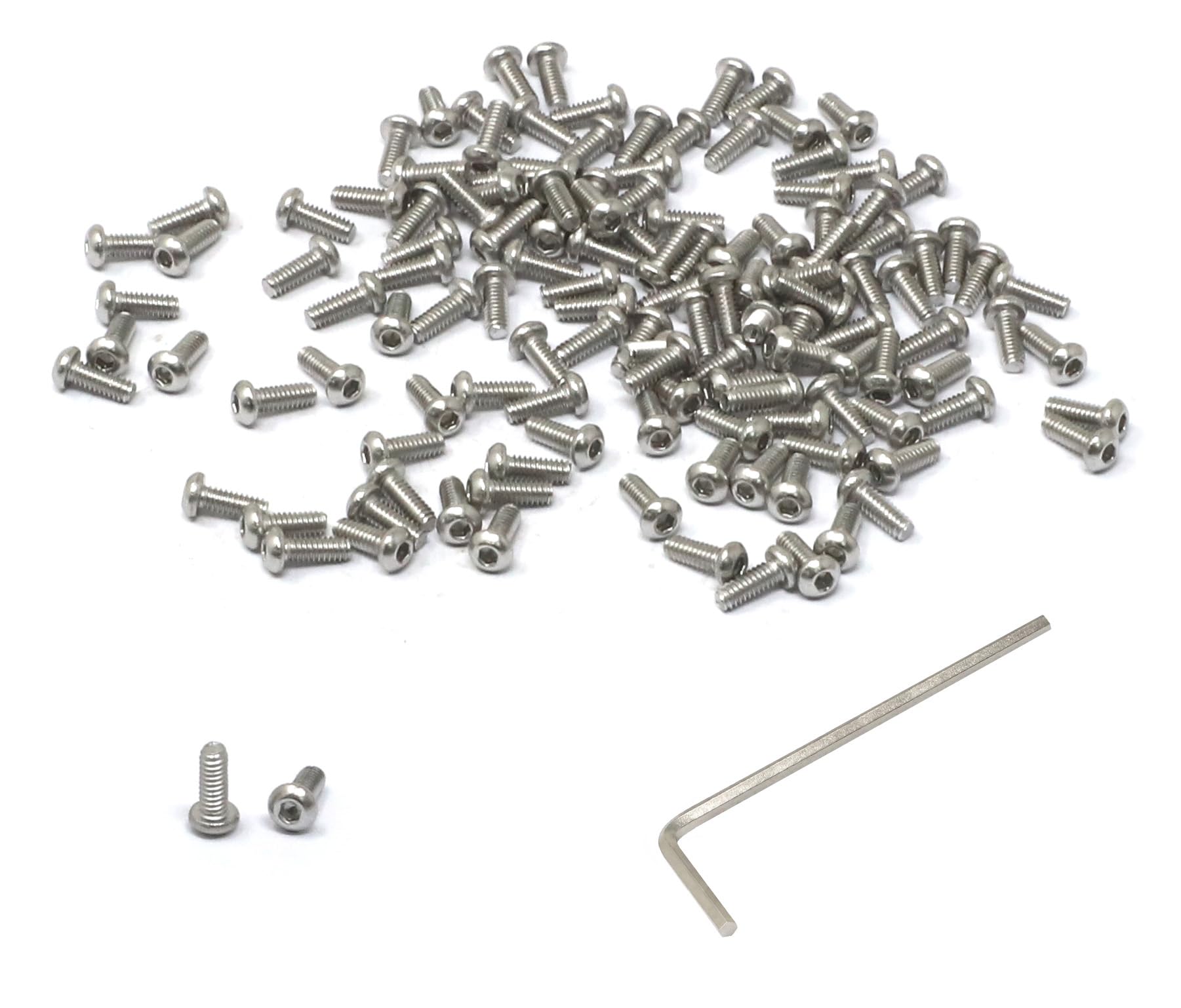 iexcell 100 Pcs M2 x 5mm Thread Pitch 0.4 mm Stainless Steel 304 Hex Socket Button Head Cap Screws Bolts Kit
