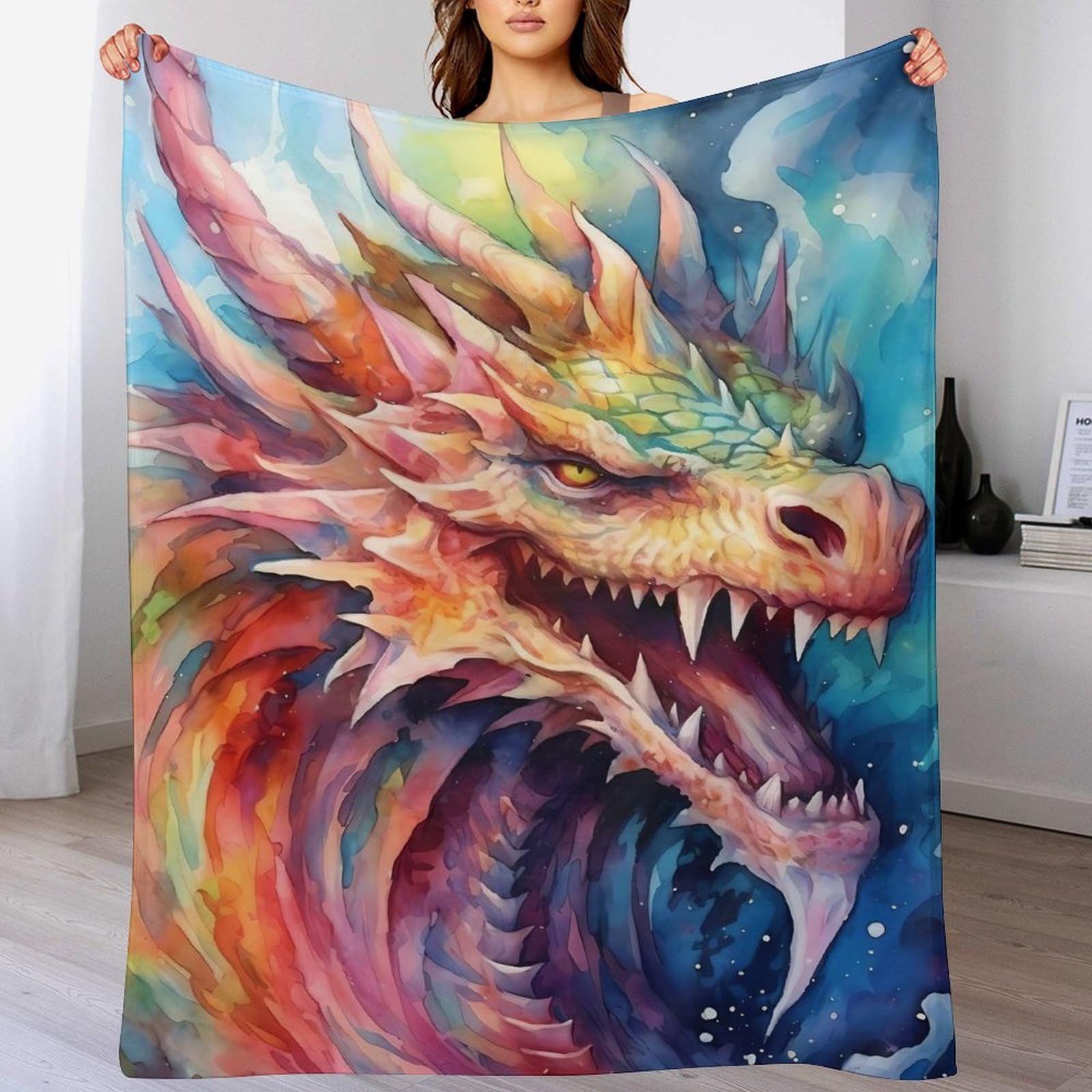Manta de dragón gruesa para sofá y cama flannel de 180x200cm