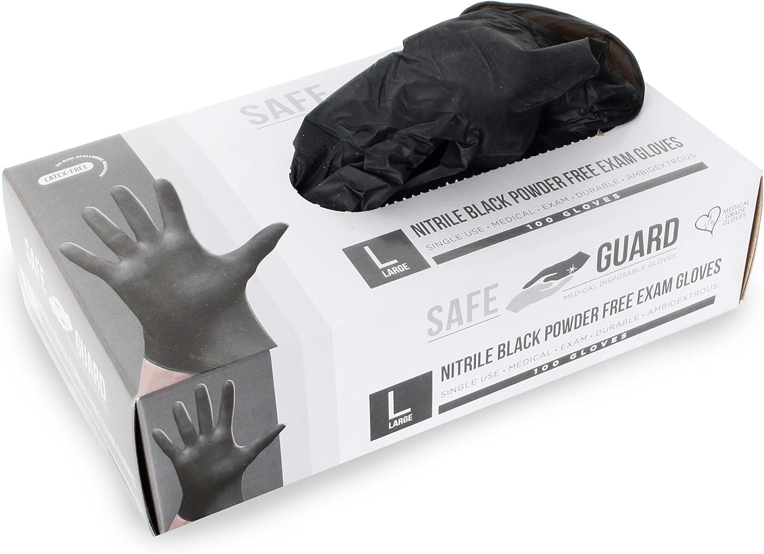 Safeguard, Nitrile Disposable Gloves, Powder Free, Latex Free, Box of
