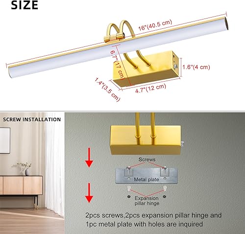 Miniatura 7 de Luz de imagen a pilas con control remoto, luces de imagen inalámbricas para pinturas con temporizador y regulable, luz artística de 16 pulgadas para