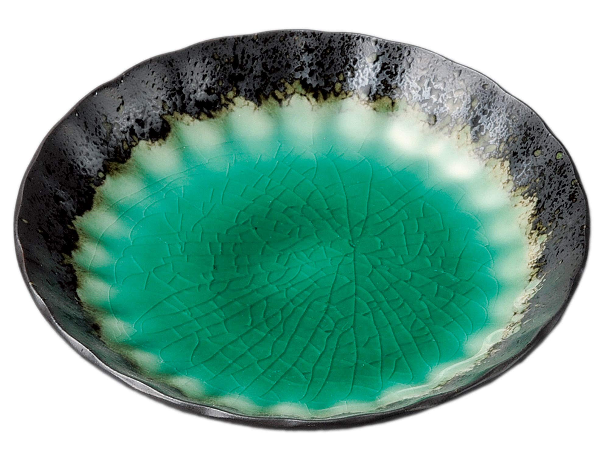 Deep Sea Green Chrysanthemum Kozara Plate