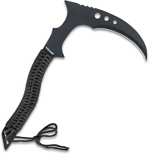 Miniatura 4 de Black Legion Warrior Kama con funda  18 pulgadas de largo  Híbrido de arma de guadaña y hoz agrícola  Mango envuelto en cordón negro  Hoja de acero