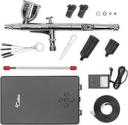 Colima Kit de aerógrafo 55psi de atualização 2025 - aerógrafo de dupla ação e mini compressor com acessórios - para pintura, maquiagem, modelos, arte de unhas - iniciantes e profissionais