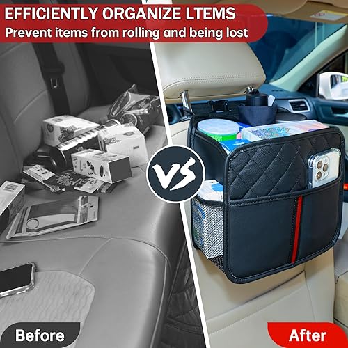 Miniatura 8 de Organizador de respaldo de asiento de automóvil con bolsillos de almacenamiento, paquete de 2 organizadores de asiento de automóvil para colgar en