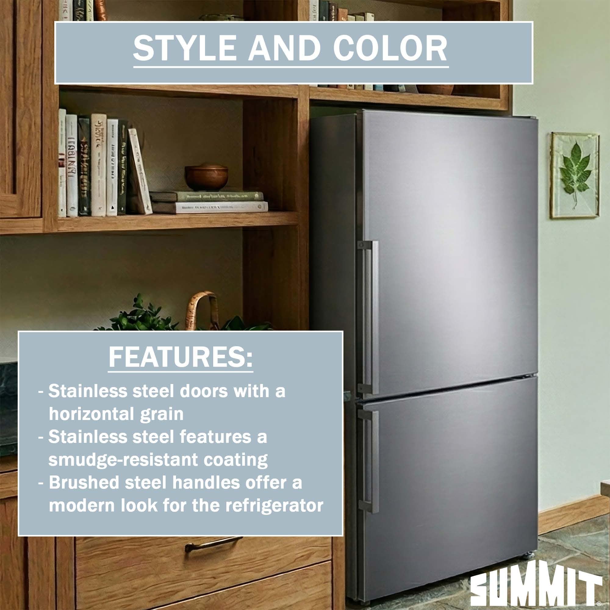 Summit Ffbf284ssim 28" Wide Bottom Freezer Refrigerator, Icemaker, 13.8 Cu.Ft, Stainless Steel Door, LED Lighting, Energy Star Certified, Perfect For Apartments And Small Kitchen on Fridge.com - View 6
