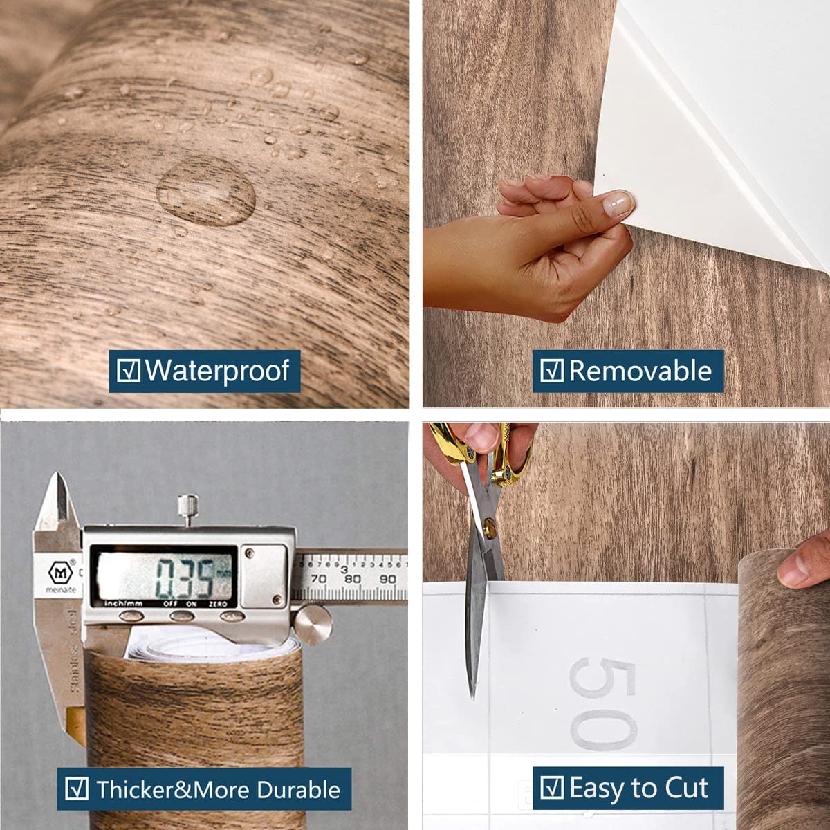 Erfoni Wood Contact Paper Wood Wallpaper Peel and Stick Wallpaper Brown Wood Grain Wallpaper 17