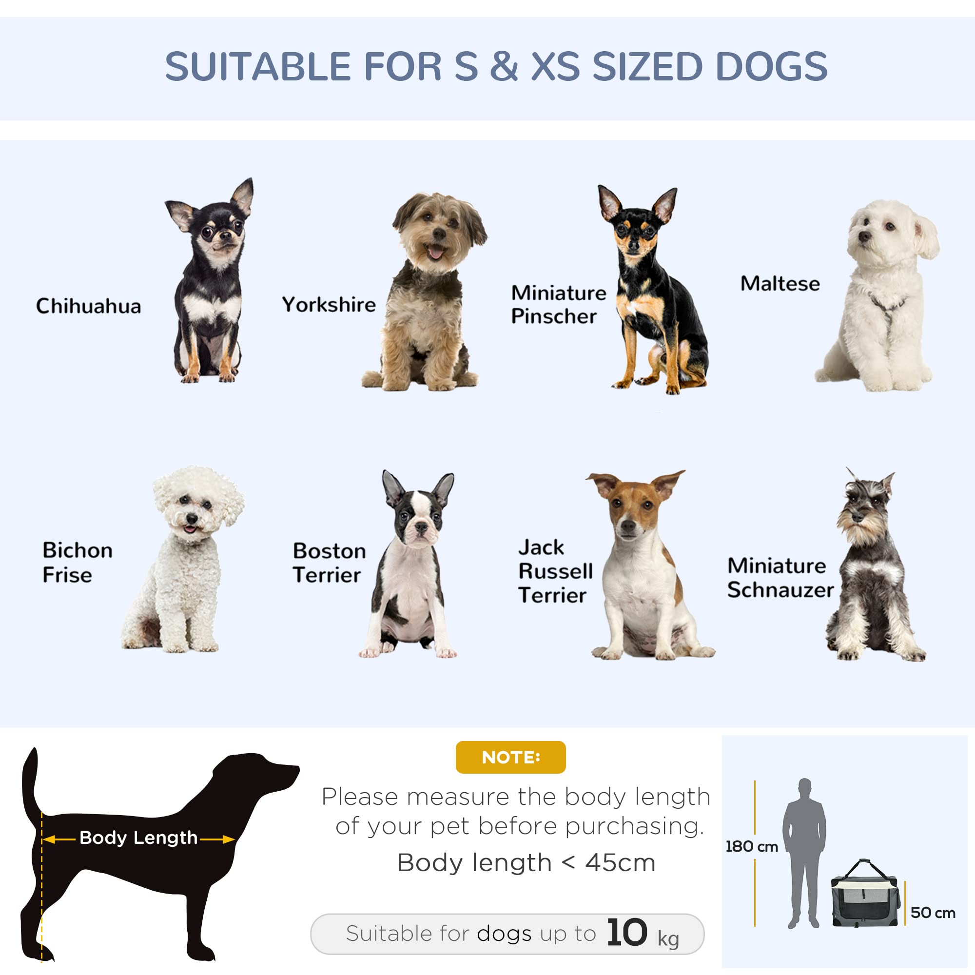 PawHut Bolsa de transporte plegable para mascotas de 70 cm, caja de viaje suave, transportador portátil para gatos con cojín, para gatos y perros pequeños, gris