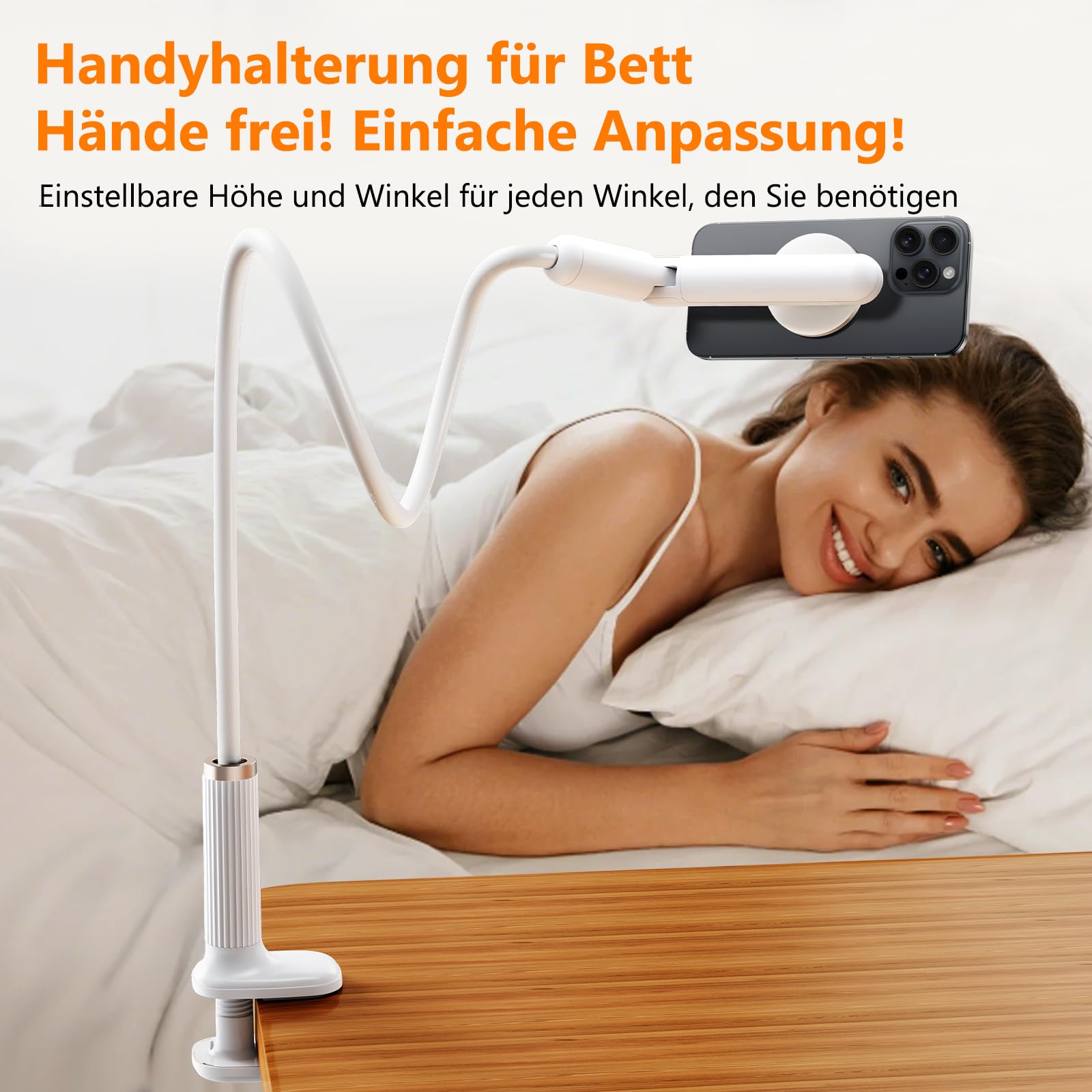 Support Téléphone Col De Cygne Extra Long - Bras Flexible 360° Pour Lit, Bureau, Cuisine - Compatible 4,7 à 12,9 Pouces - Nediea