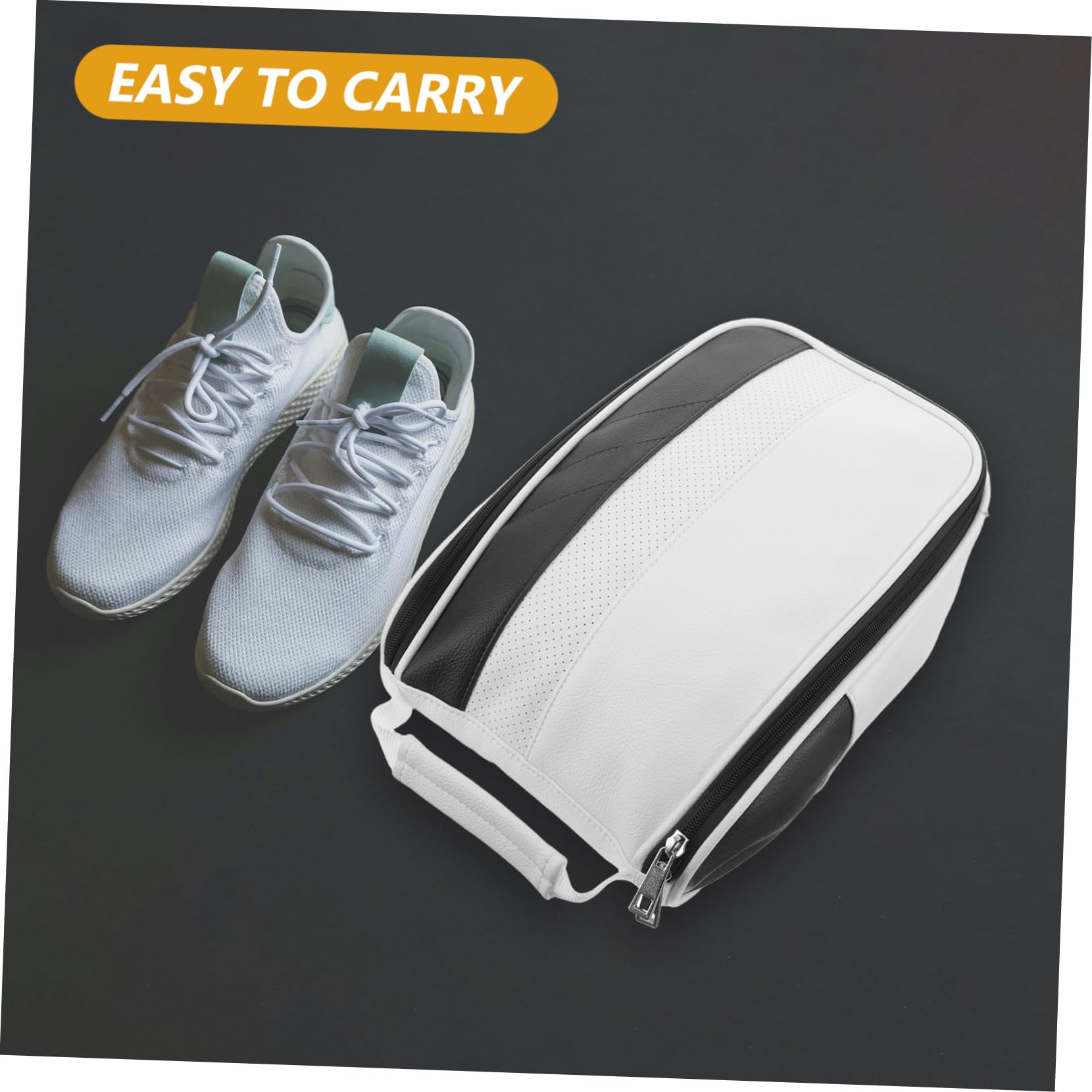 MAGICLULU Atmungsaktive Golfschuhtasche aus Kunstleder mit Reißverschluss Staubschutz und Tragegriff Kompakter Organizer für Golfschuhe für Outdoor Sport Reisen und Aufbewahrung