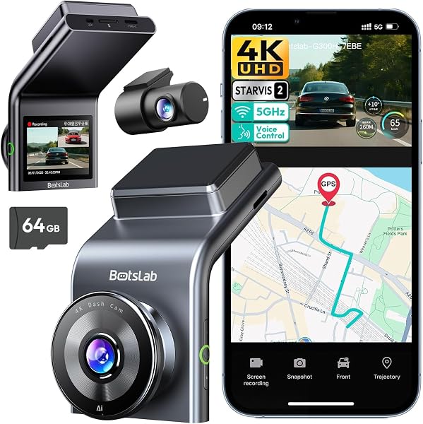 BOTSLAB G300H Plus 4K Dash Cam with Voice Control