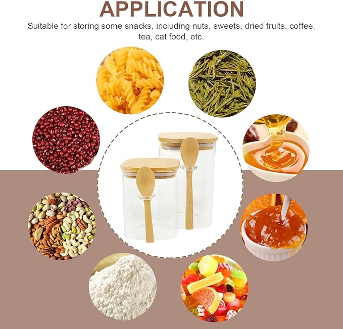 Jarras de Vidrio para Almacenar Café con Cuchara de Madera 800ml 1000ml miniatura 4