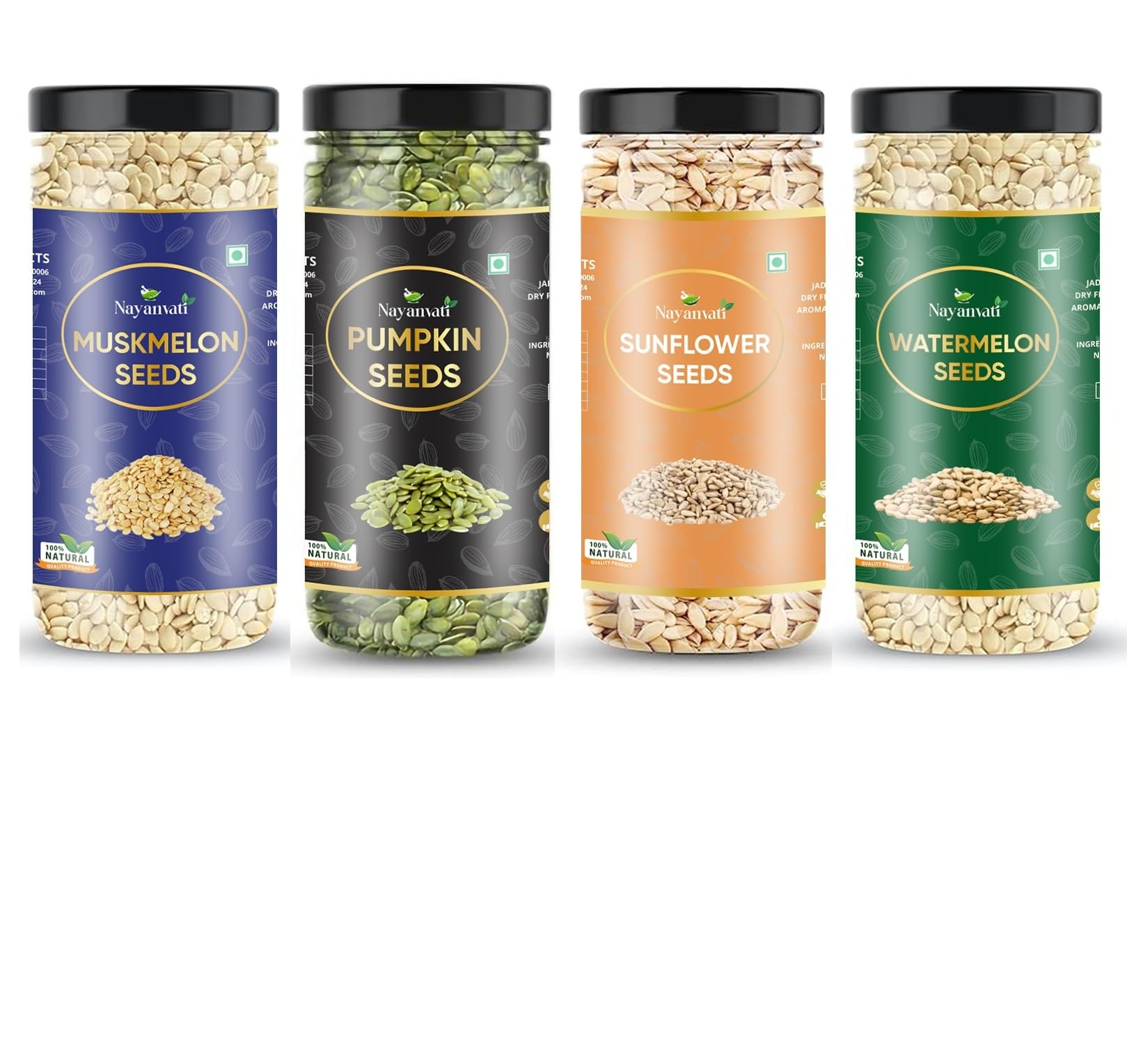 Nayanvati - Raw Seeds Combo Pack for Eating - Muskmelon Seeds - Watermelon Seeds - Pumpkin Seeds - Sunflower Seeds (100 gm each) - Healthy Snacks Diet Food High in Protein - 400 gm (B0CSPSNL92) Amazon Price History, Amazon Price Tracker