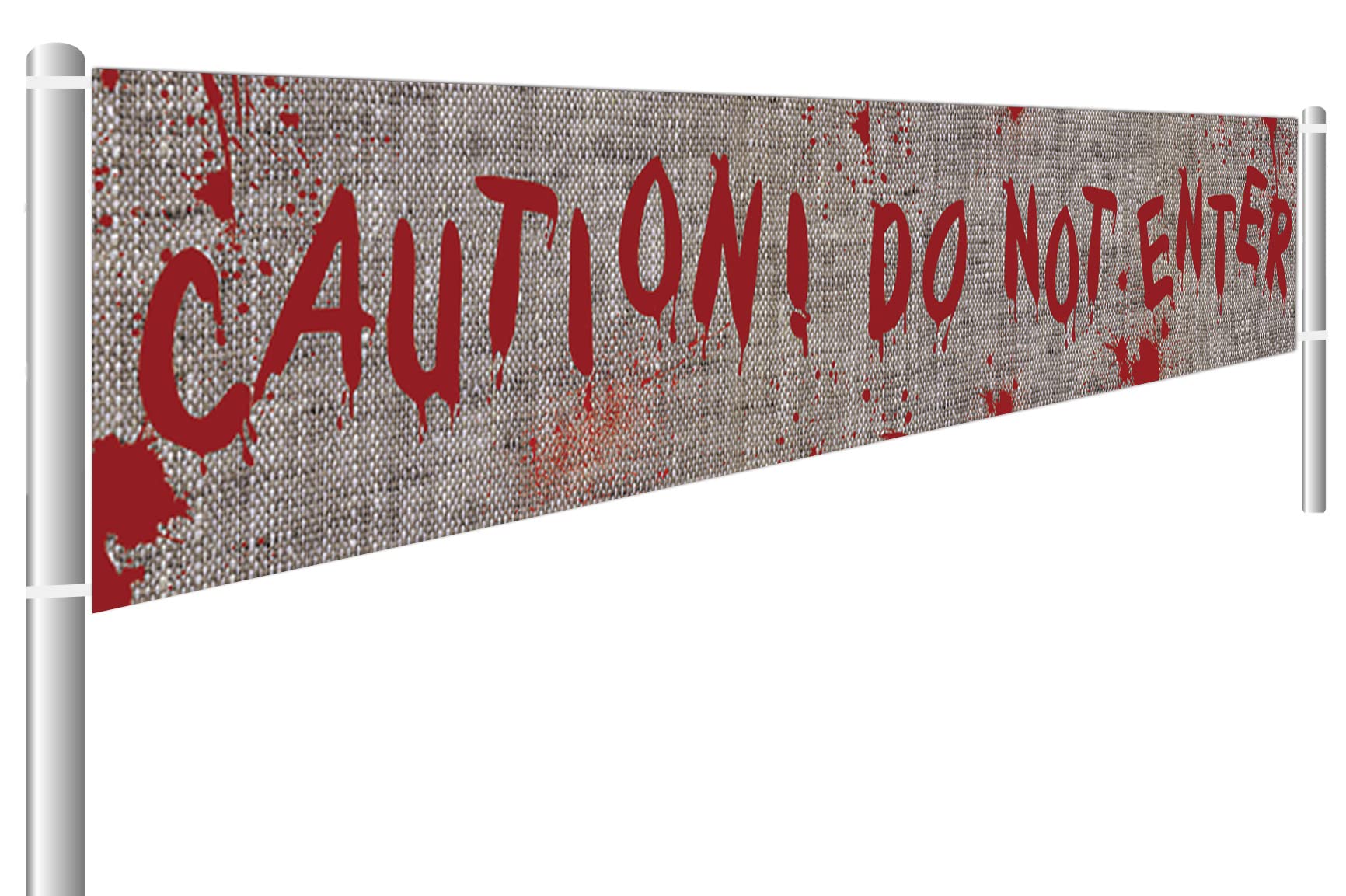 Bardzo duży baner halloweenowy, dekoracje halloweenowe artykuły imprezowe, zabawny halloweenowy krwawy baner, nawiedzony dekoracja domu – uwaga! Nie wchodź (9,8 x 4,5 stóp)