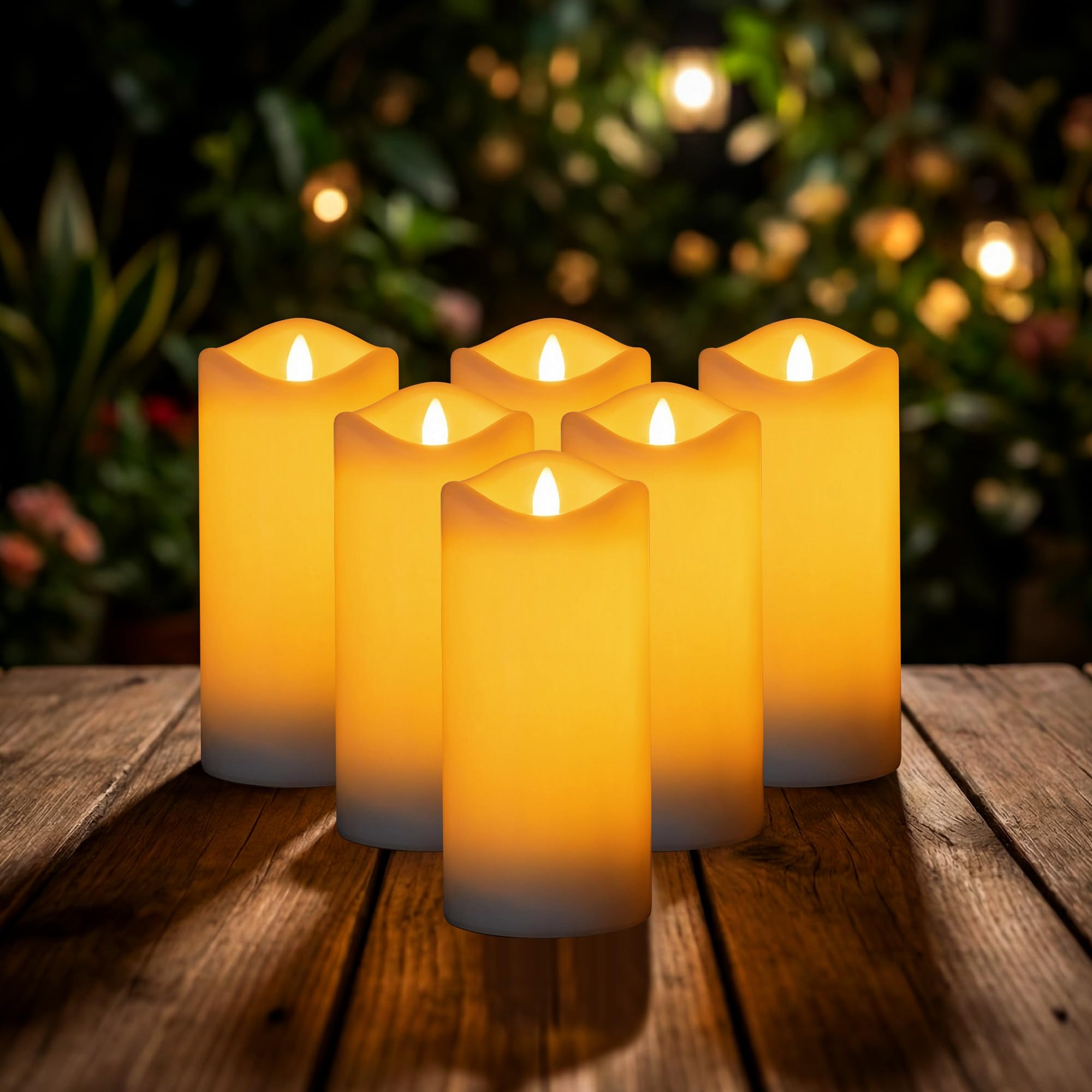 Livinlarge Solar Candles Outdoor Waterproof,6pcs 3"x6" Solar Flamele Candle
