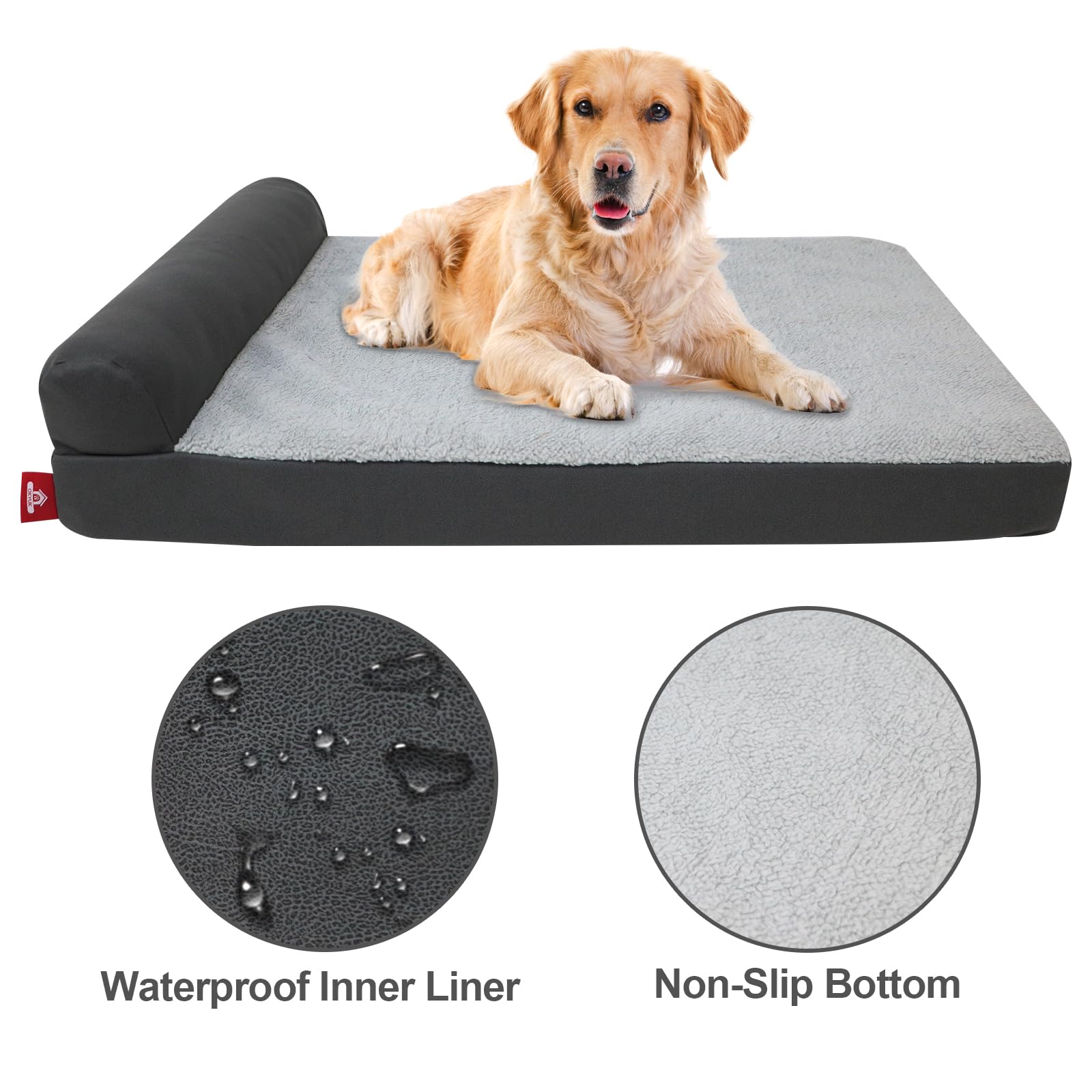 Hundebett Mit Memory Foam – Waschbar, Abnehmbarer Bezug, Rutschfester Boden, Für Kleine Bis Große Hunde