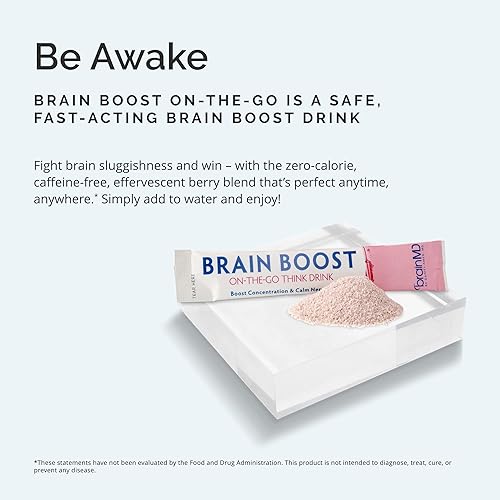 Miniatura 3 de BRAINMD Dr Amen Brain Boost On The Go - 10 paquetes, sabor a bayas, polvo de bebida nootrópica, promueve la concentración, la claridad y la energía