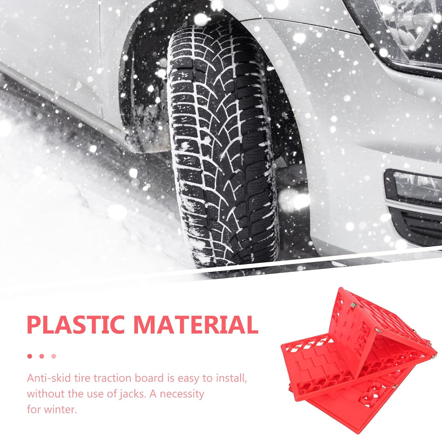 Milisten Car Traction Boards 1 Pair Foldable Anti-Slip Tire Mats for Snow -Road Emergency Recovery 21.7X6.9 Inch Durable Traction Mats for Safe Vehicle Unsticking