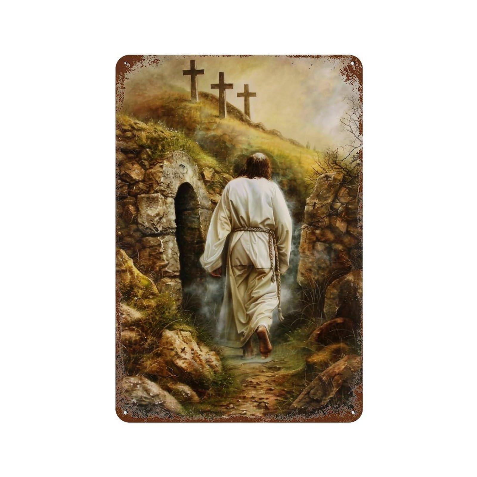 YHGERTKU Jesus Leaving The Tomb 03 Wall Art Retro Iron Vintage Metal Tin Sign Poster Modern Decor for Living Rooms Gift 30x20cm