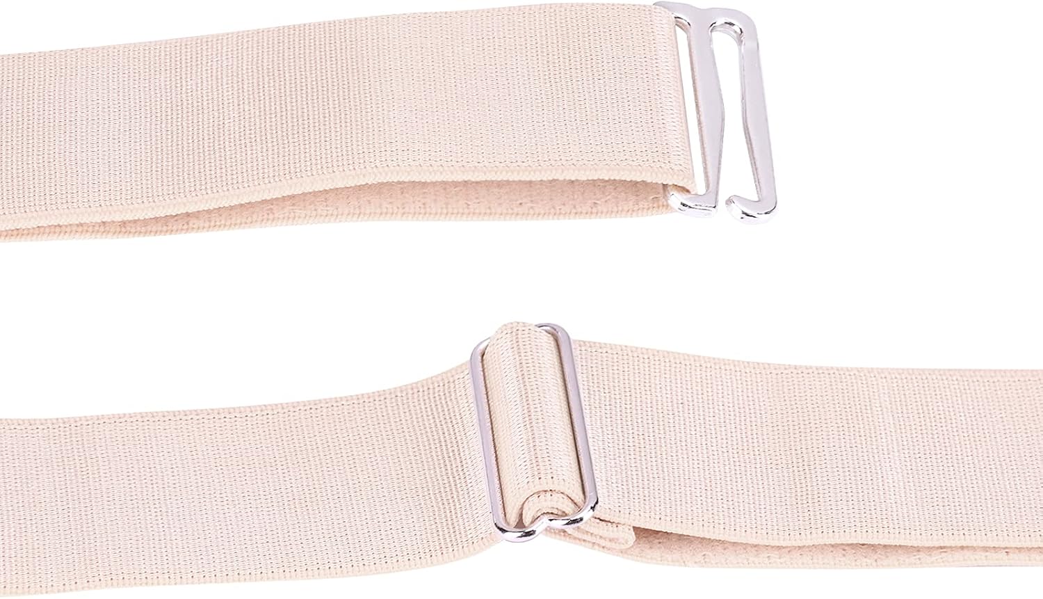 Men Shirt Stays Adjustable Elastic Shirt Garter Shirts Holder with Non-slip Locking Clamps for Police Military (Beige)