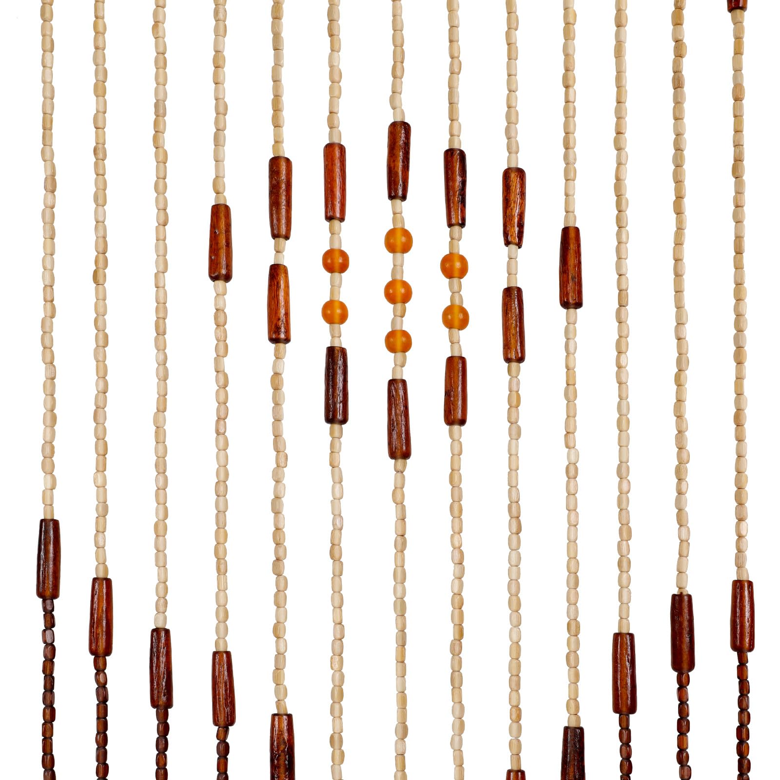 WooDerson Rideau de porte 31 lignes - Rideau de perles en bois - Style rétro - Classique - Couleur café - Marron - 90 x 208 cm (l x h)