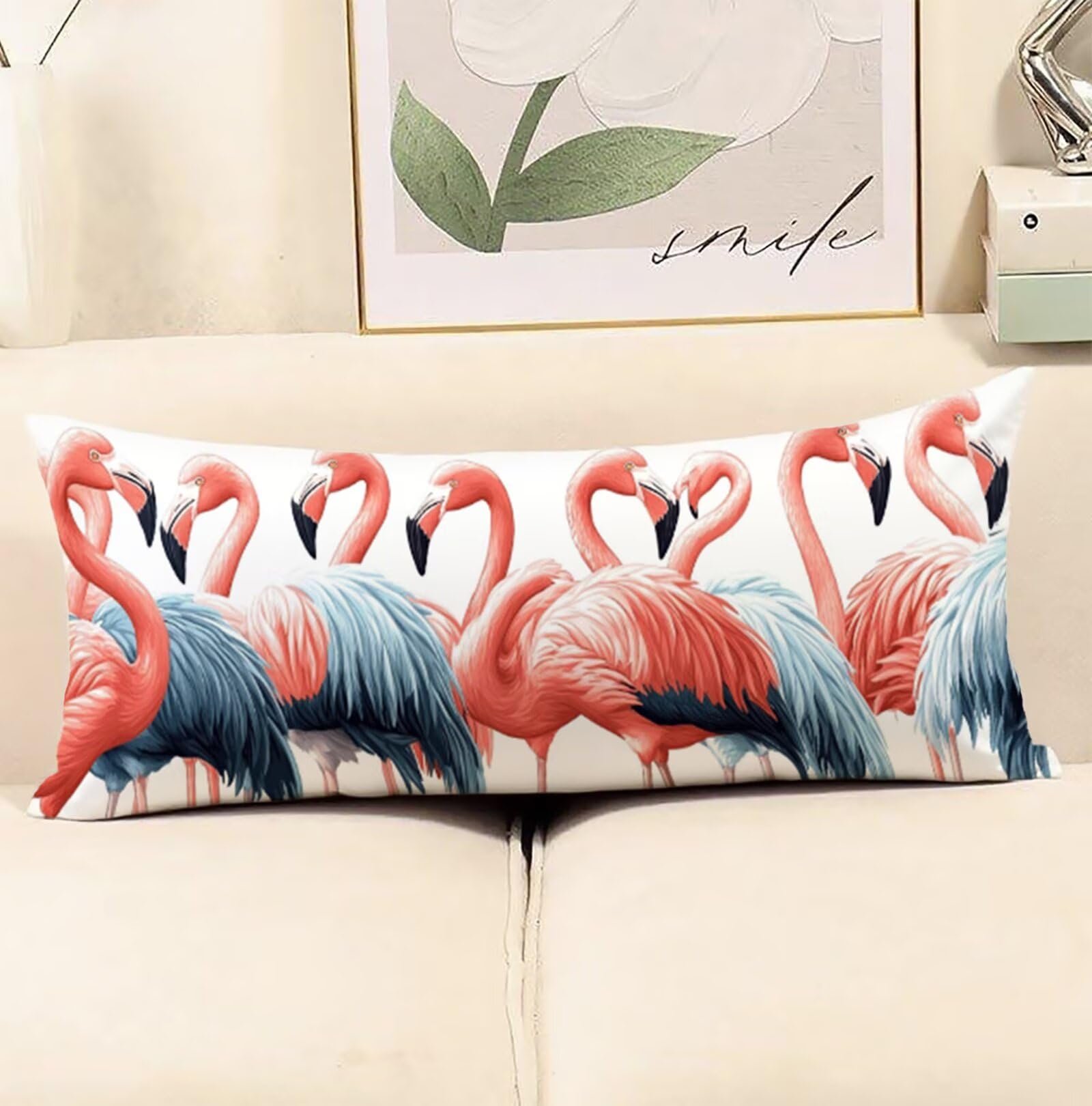Tropikalne poszewki na poduszki 60 x 180 cm poszewka na poduszkę z flamingiem poduszka miękka aksamitna poprawa jakości snu, z niewidocznym zamkiem błyskawicznym poszewka na poduszkę, Boże Narodzenie