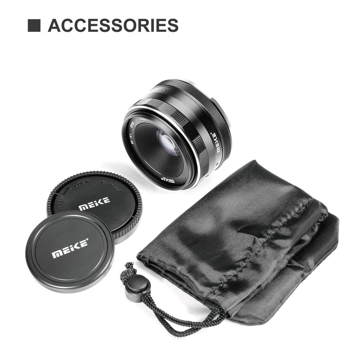 Meike 25mm f / 1,8 Obiettivo grandangolare Obiettivo grandangolare Obiettivo di messa a fuoco manuale per fotocamere mirrorless Sony E-mount con APS-C