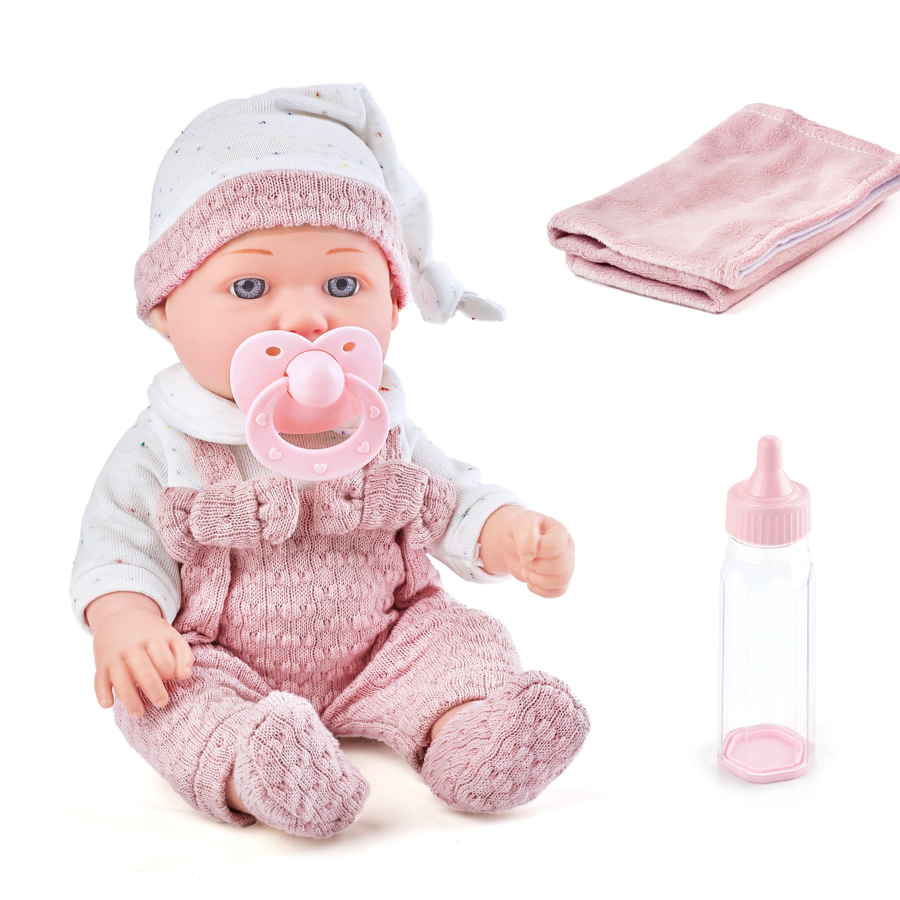 Set di Bambole per Ragazze da 30cm: Include Biberon, Ciuccio, Abiti, Coperta Morbida e Accessori Completi per il Gioco di Finzione, Ideale per Bambini dai 3 Anni In Su.