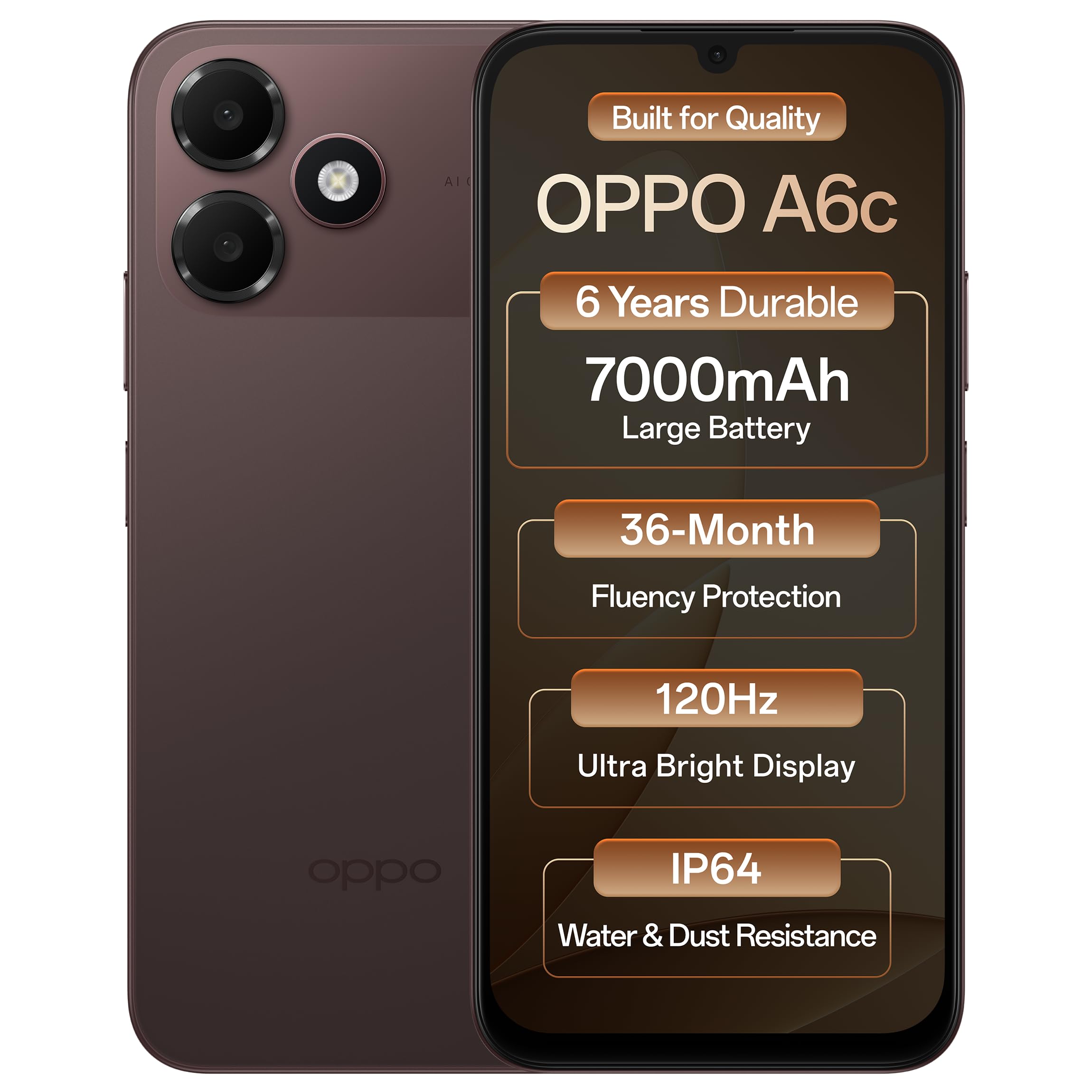 Oppo A6c 4G (Stone Brown, 4GB RAM, 64GB Storage) | 7000mAh Long-Lasting Battery | 120Hz Ultra Bright Display | IP64 Protection | 13MP Camera -with No Cost EMI/Additional Exchange Offers-image-11