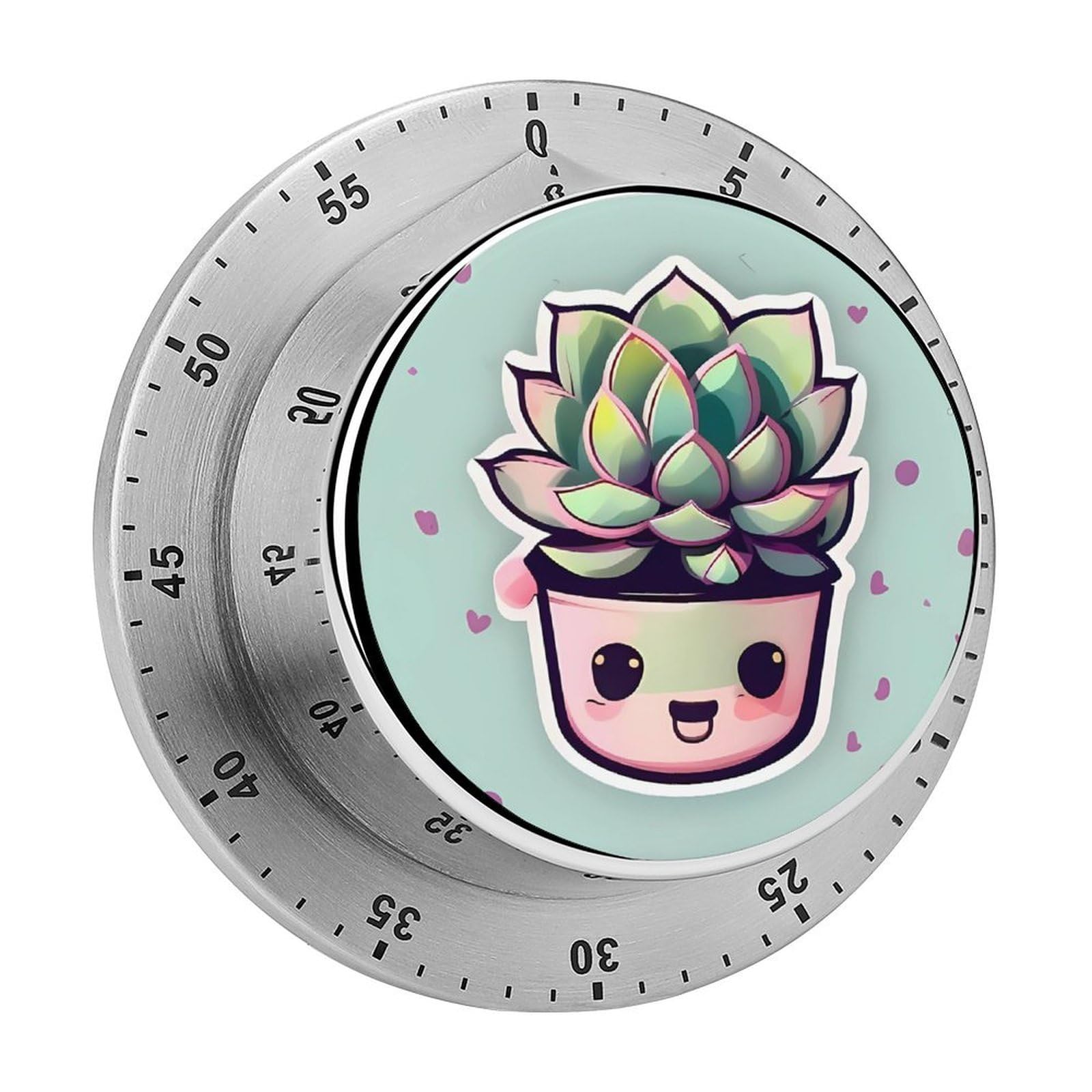 Adfgyerh Style Smiling Succulents Timer For Cooking, Kitchen Timer Magnetic No Batteries Required, Mechanical Timer With Loud Alarm, For Fitness Baking Exercise Oven