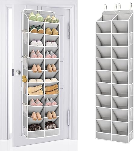 Miniatura 11 de ULG Organizador de zapatos sobre la puerta con 16 bolsillos grandes, zapatero colgante para puerta de armario, almacenamiento de zapatos que ahorra