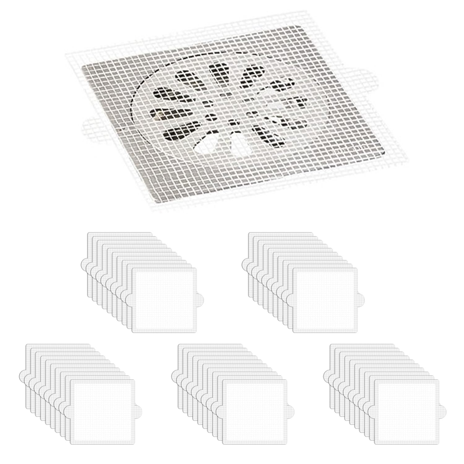 50-pack Of Drain Filter Shower Stickers, Square Self-adhesive Floor Drain Stickers, Hair Dust Filter, Suitable For Bathroom, Kitchen, Bathtub, Sink