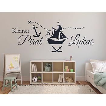 Tjapalo 90x35cm Pkm69 Wandtattoo Kleiner Pirat Wandtattoo Piratenschiff Kinderzimmer Junge Baby Babyzimmer Geburt Wandaufkleber Mit Namen Amazon De Baumarkt