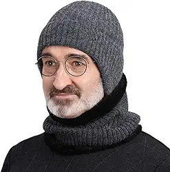 Gorro de inverno quente com aba de orelha, gorro adulto sênior para clima frio com proteção de ouvido