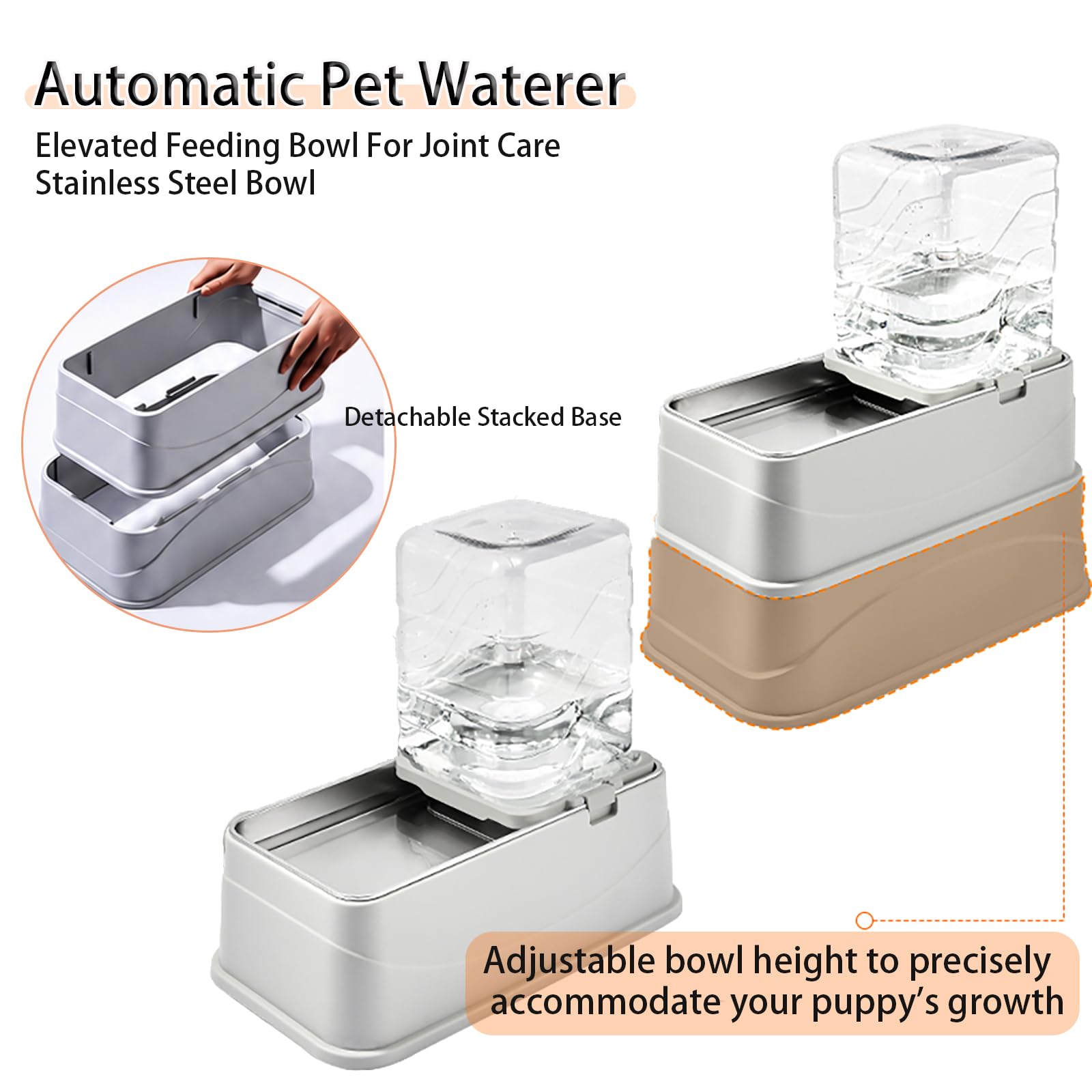 Marchul 8L Automatischer Hundefutterspender und Bewässerungs-Set, Erhöhter Edelstahl Hundefutter und Wassernäpfe, Automatischer Haustier Wasserspender Pet Feeder für Kleine Mittlere Hunde, Welpen