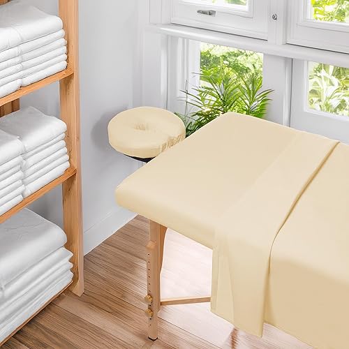 Miniatura 6 de Saloniture Juego de sábanas de microfibra para mesa de masaje de 3 piezas, funda de cama facial de alta calidad, incluye sábanas planas y ajustables